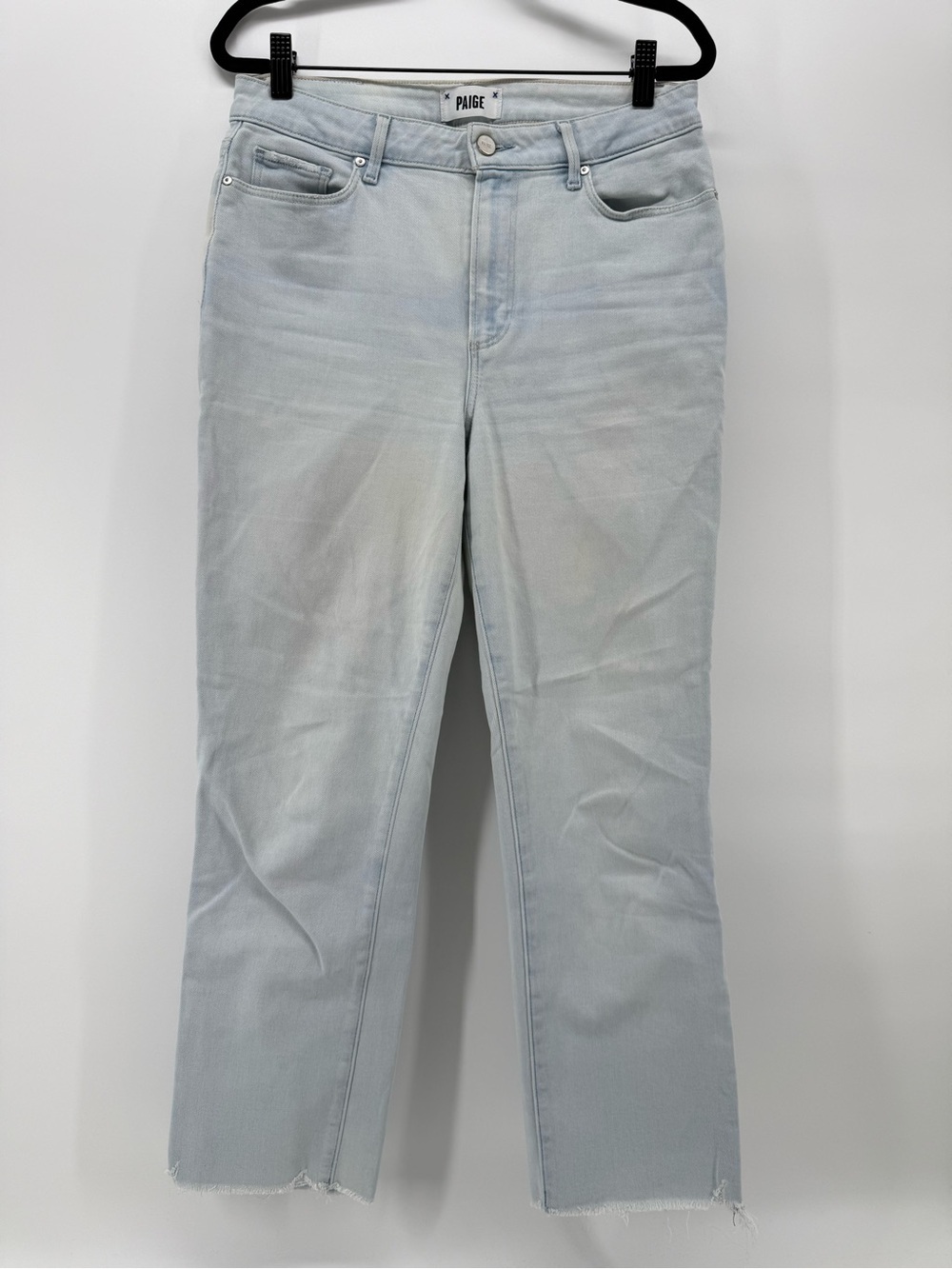 Paige Denim Cindy High-Rise Raw-Hem Cropped Jeans - 30 light wash